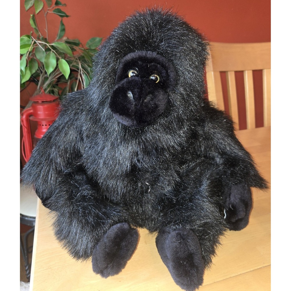 Black Gorilla Sitting 12" Plushie Stuff Animal‎